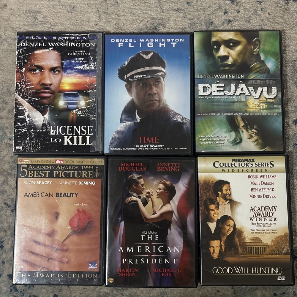 Denzel Washington 3 Great DVD Movies + 3 Great Drama's Perfect 4 Movie Night EUC